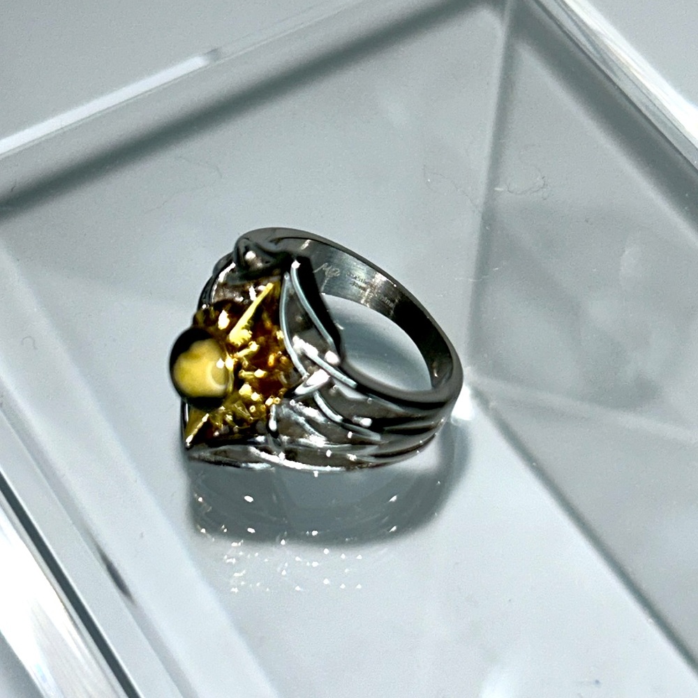 NWOT Michael Anthony Nativity Stone Hypoallergenic Stainless Steel & Gold Ring - Picture 5 of 9